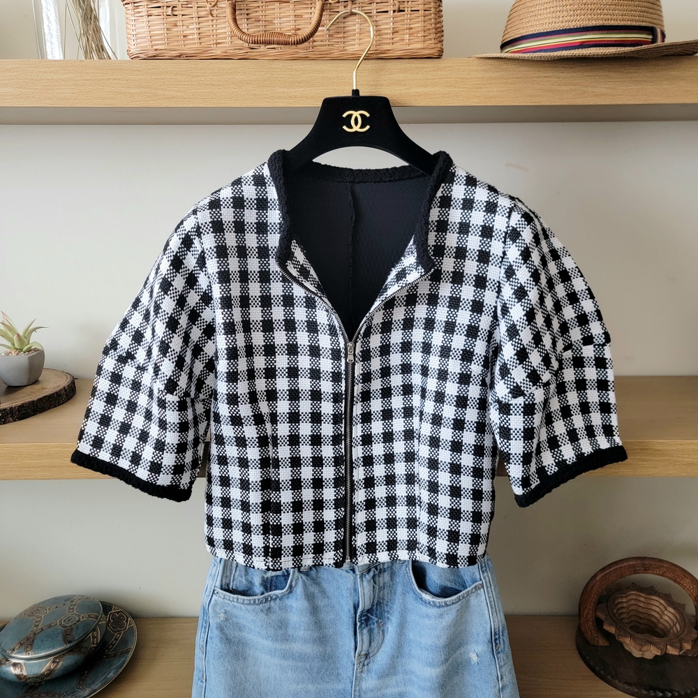 Plaided Chic Cropped Jacket NWOT
